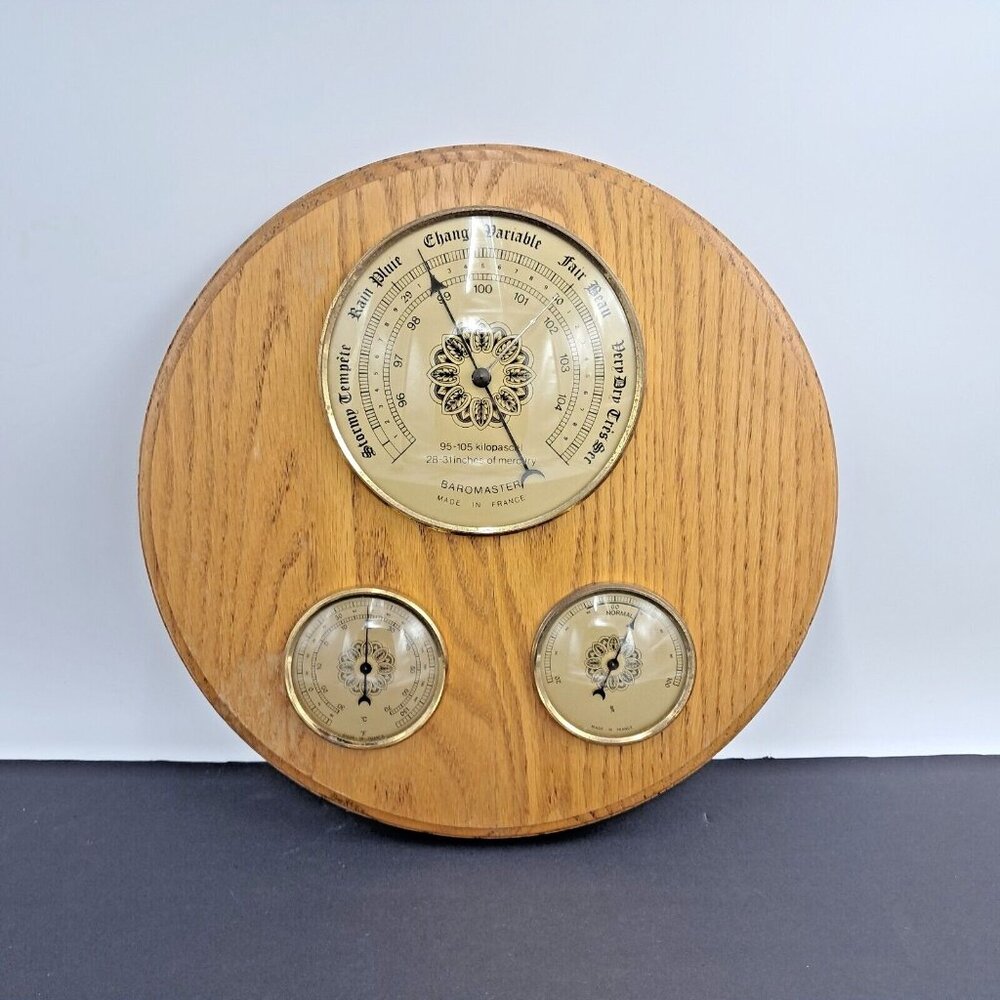 Baromaster Weather Station Thermometer Barometer Hygrometer-France -12" Diameter